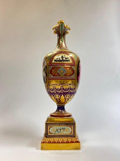 19th Century Royal Vienna Neoclassical Porcelain Ewer on Stand