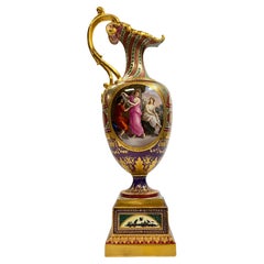 Aiguière en porcelaine Royal Vienna Porcelain néoclassique du 19e siècle sur Stand