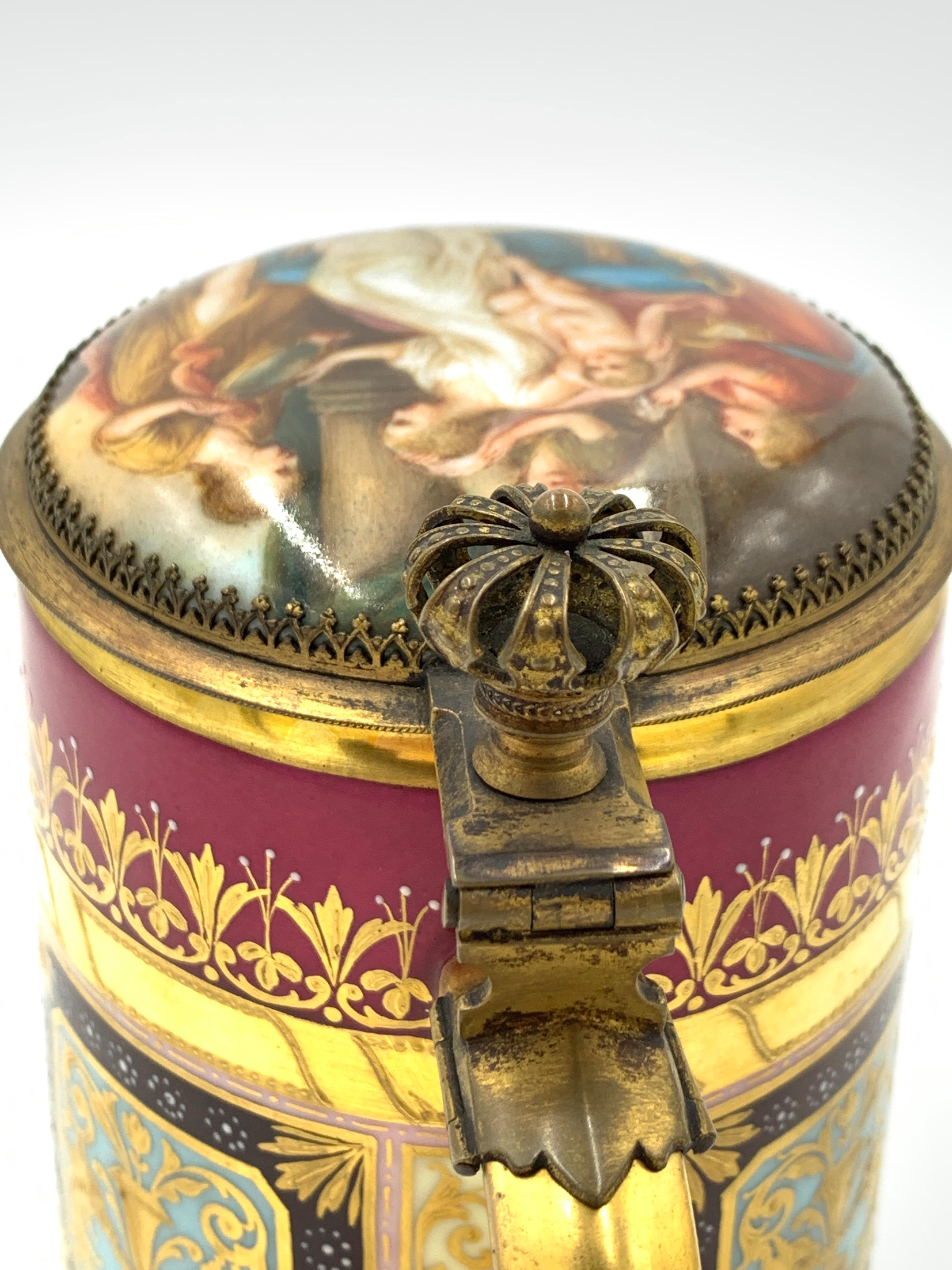 19th Century Royal Vienna Tankard with Lid For Sale 2