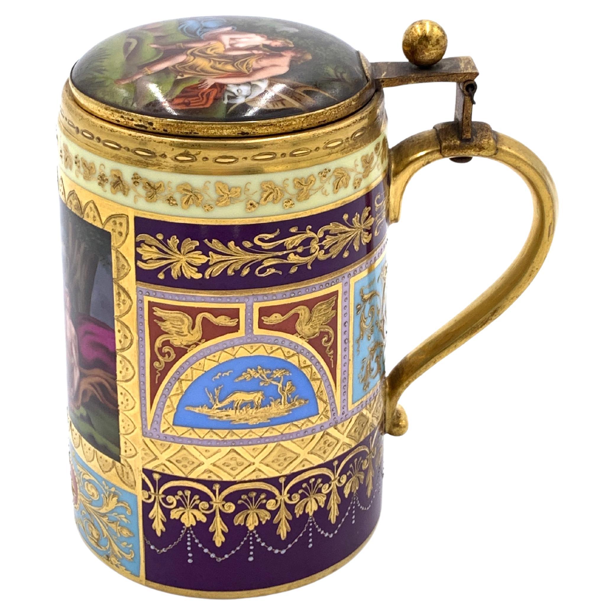 19th Century Royal Vienna Tankard with Lid For Sale