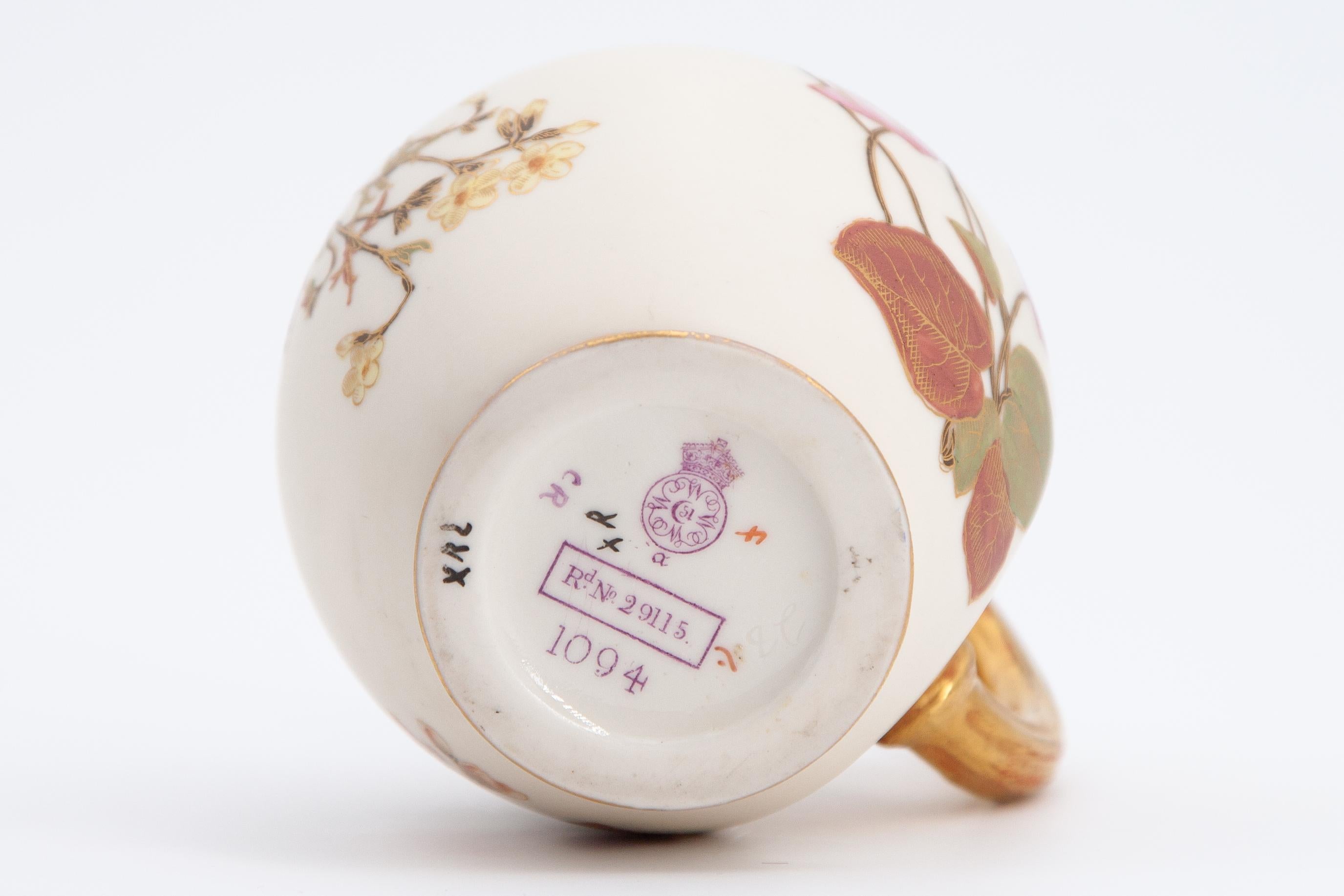 19th Century Royal Worcester Blush Porcelain Pitcher For Sale 1