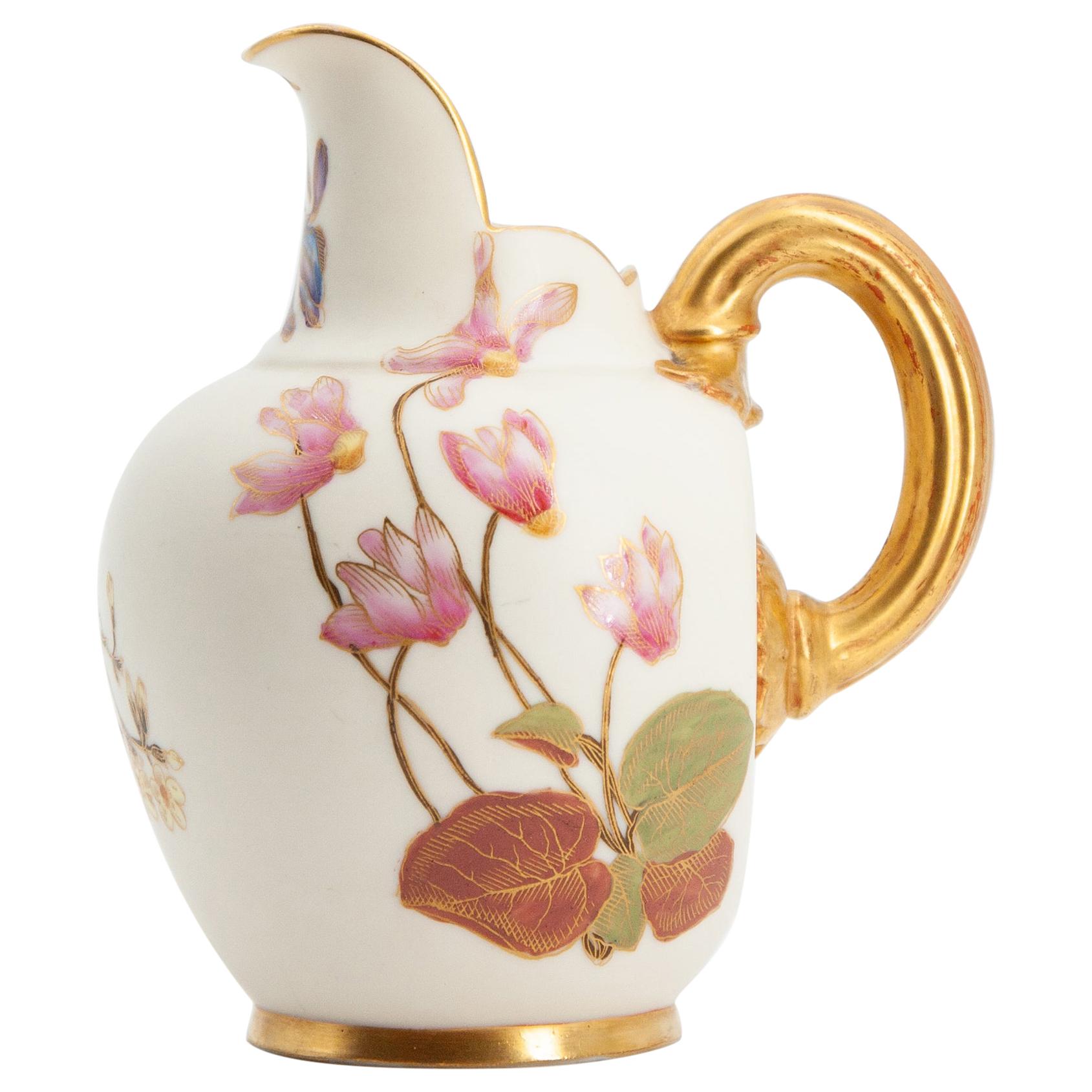 19th Century Royal Worcester Blush Porcelain Pitcher For Sale