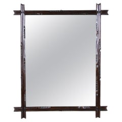 19th Century Rsutic Black Forest Mirror Basswood Hand Carved, AT circa 1890