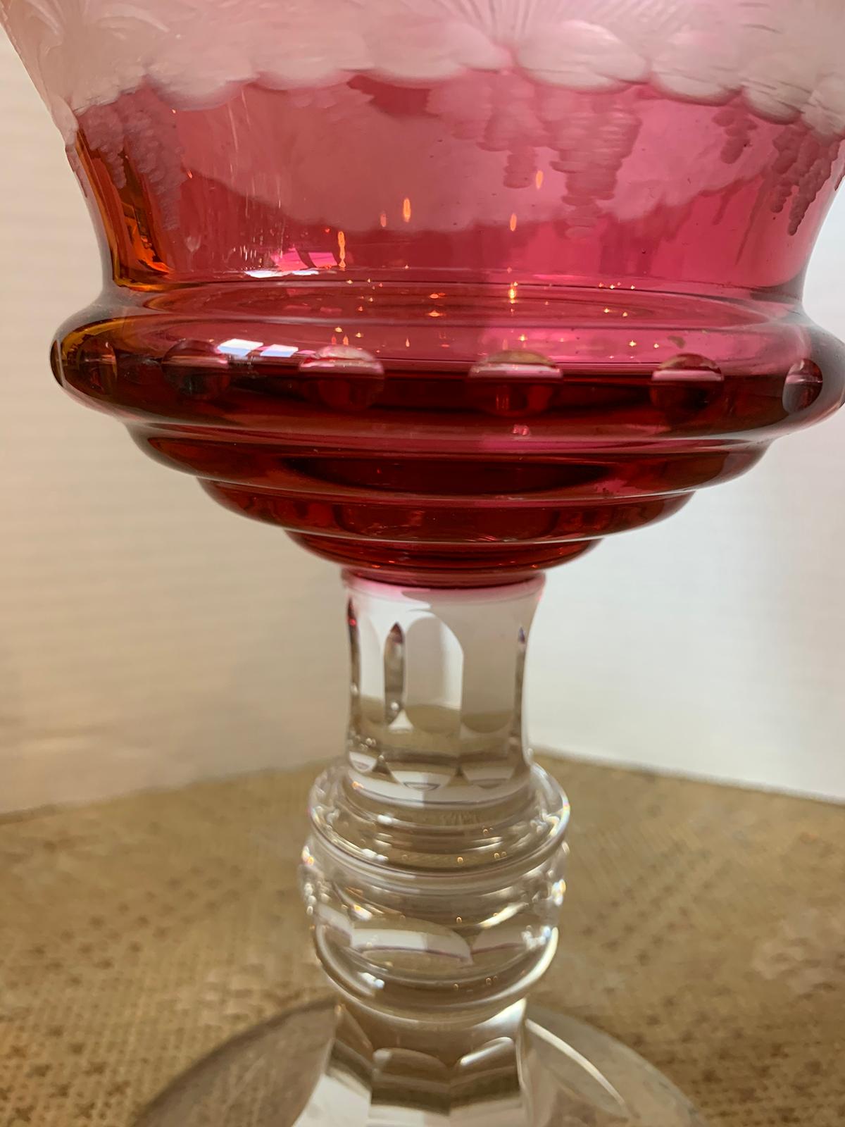 19th Century Ruby Cut to Clear Glass Goblet For Sale 7