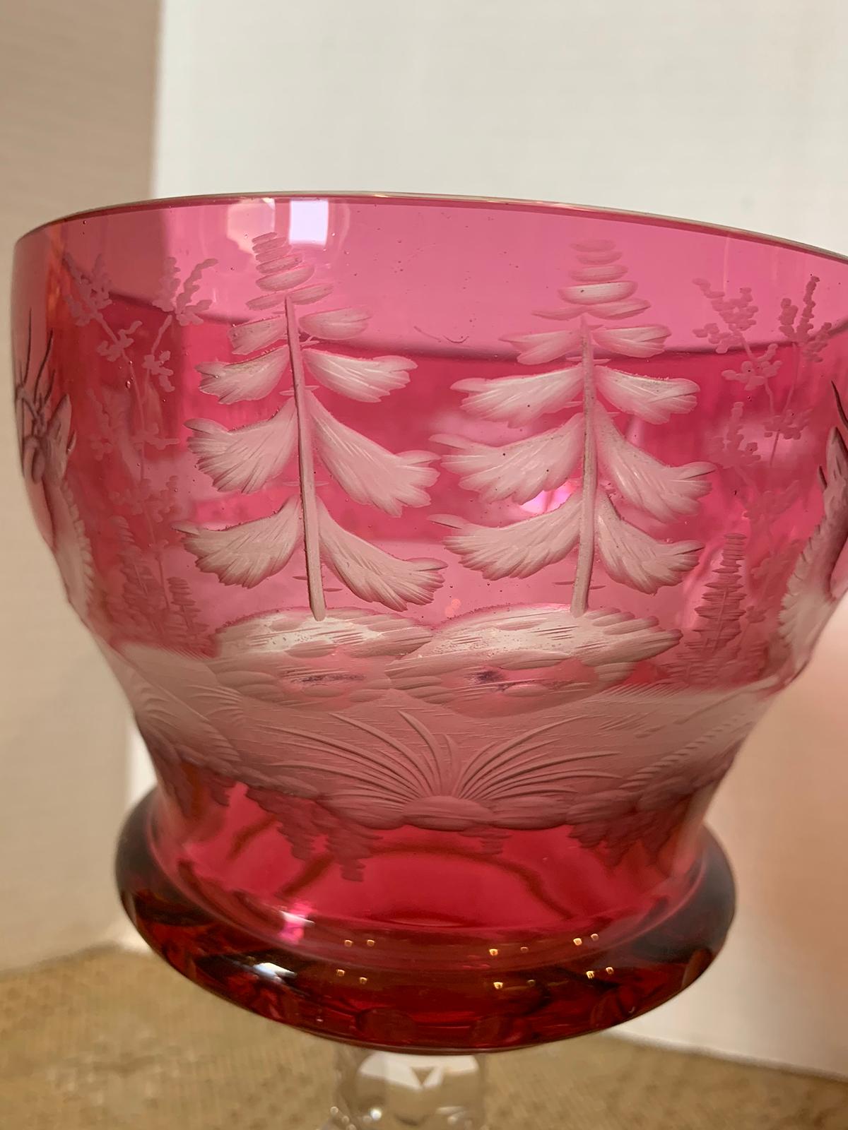 19th Century Ruby Cut to Clear Glass Goblet For Sale 3