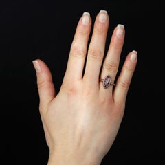 19th Century Ruby Diamonds 18 Karat Rose Gold Marquise Ring
