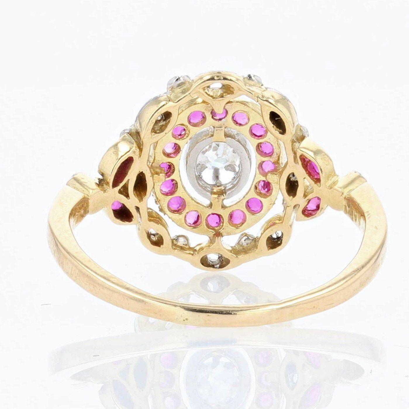 19th Century Ruby Diamonds 18 Karat Yellow Gold Ring 6