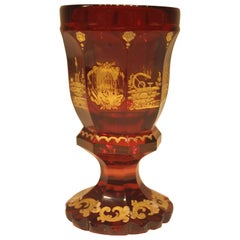 19th Century Ruby Glass Pokal