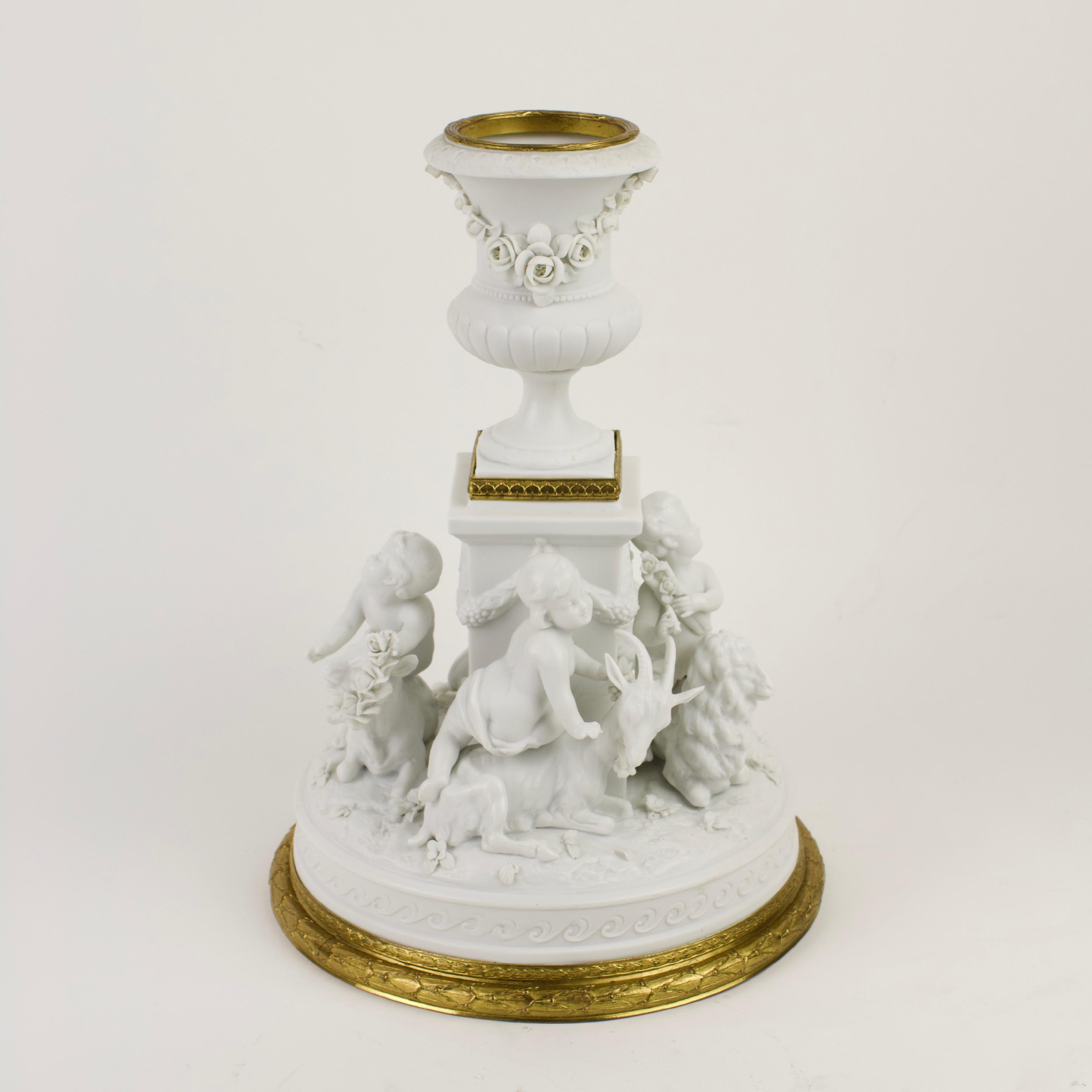 19th Century Rudolstadt-Volkstedt White Porcelain Gilt Bronze Group of Putti For Sale 6