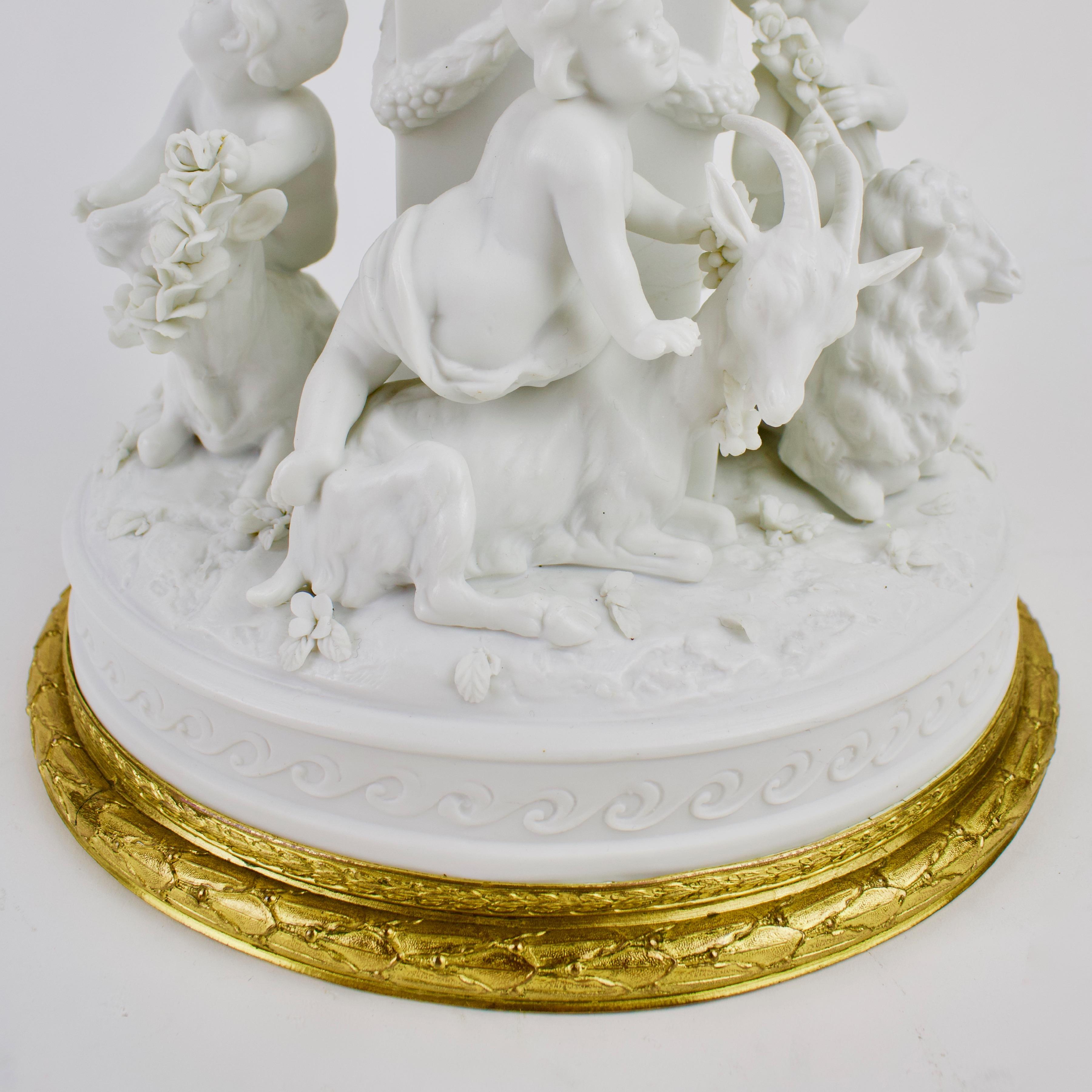 19th Century Rudolstadt-Volkstedt White Porcelain Gilt Bronze Group of Putti For Sale 3