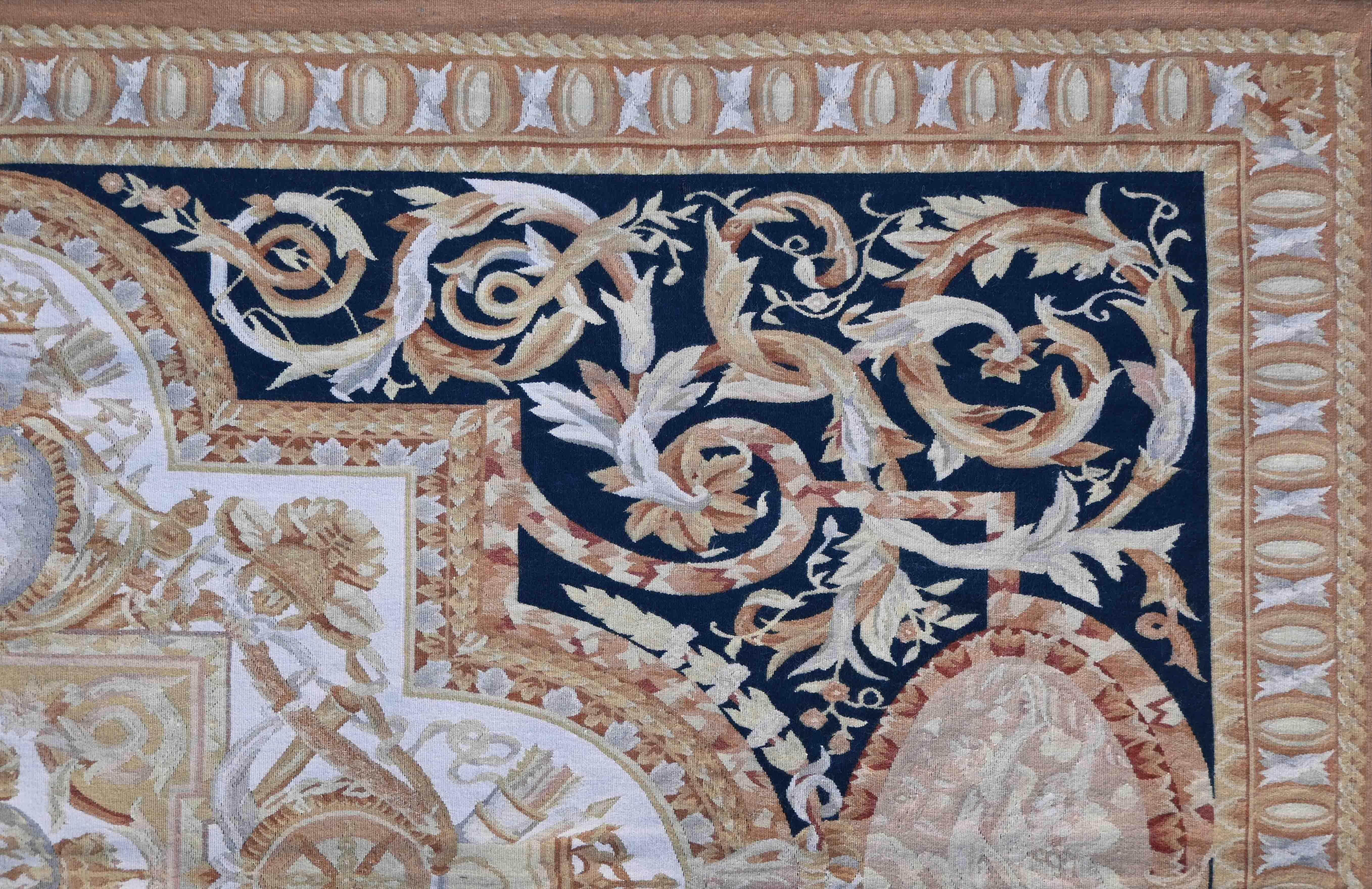 Hand-Woven 19th Century rug  style Aubusson French Napoleon III - 280x184 - No. 1521 For Sale