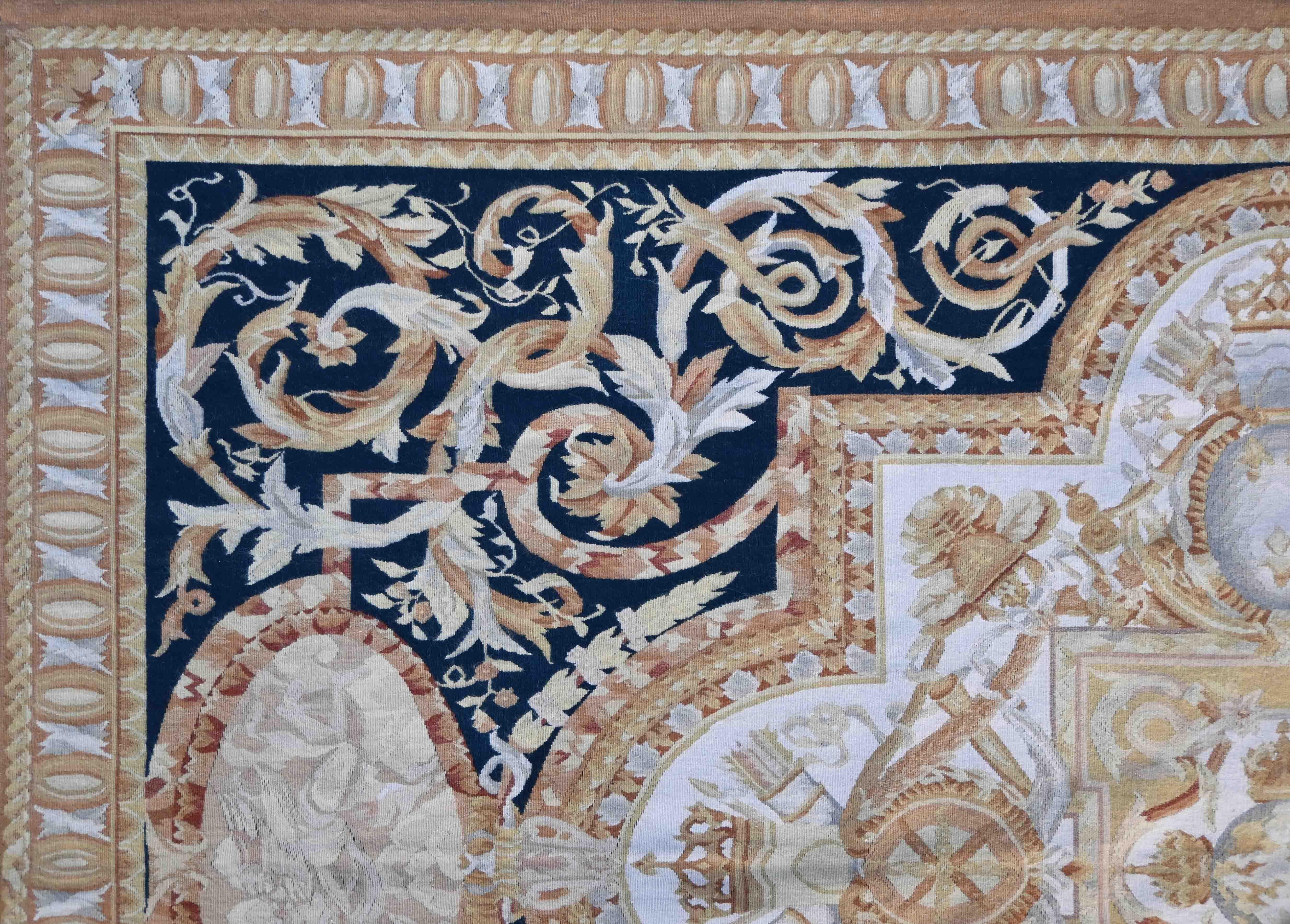 19th Century rug  style Aubusson French Napoleon III - 280x184 - No. 1521 In Excellent Condition For Sale In Paris, FR