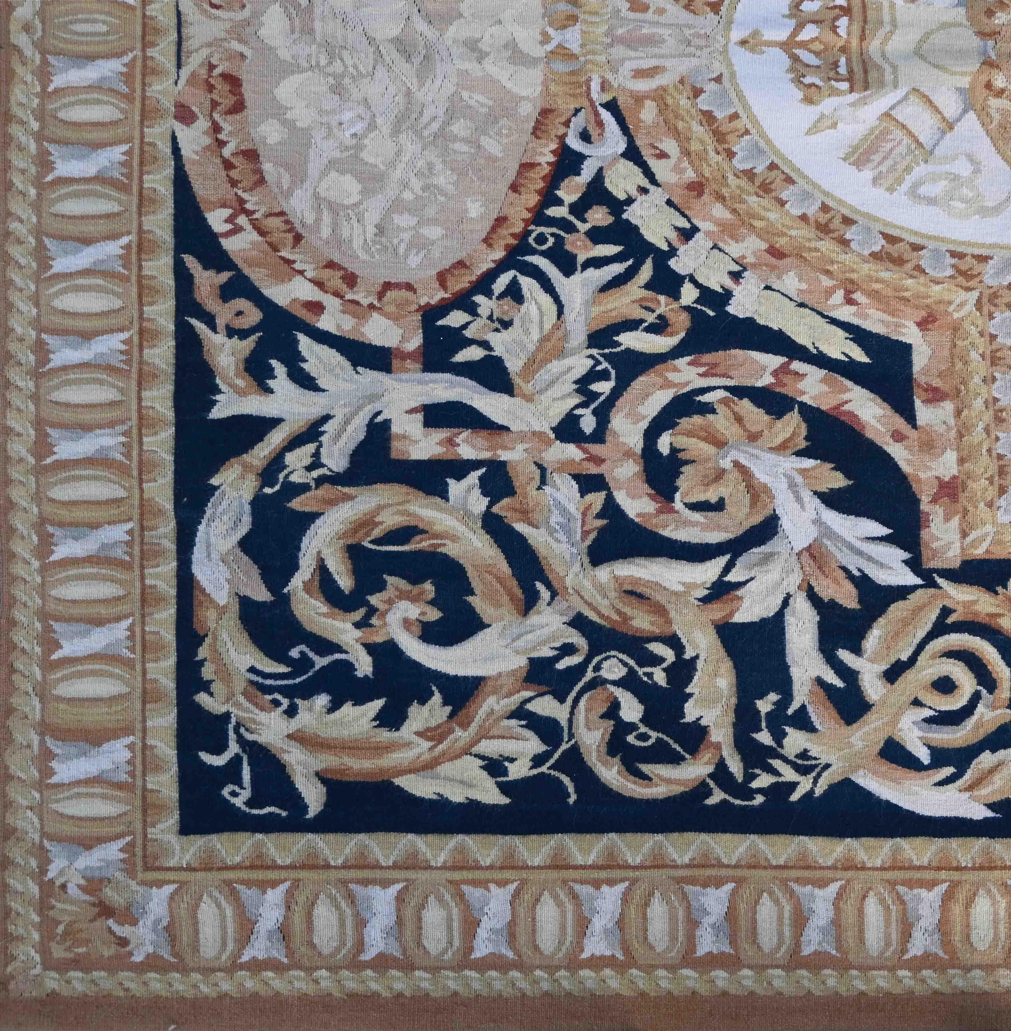 Wool 19th Century rug  style Aubusson French Napoleon III - 280x184 - No. 1521 For Sale