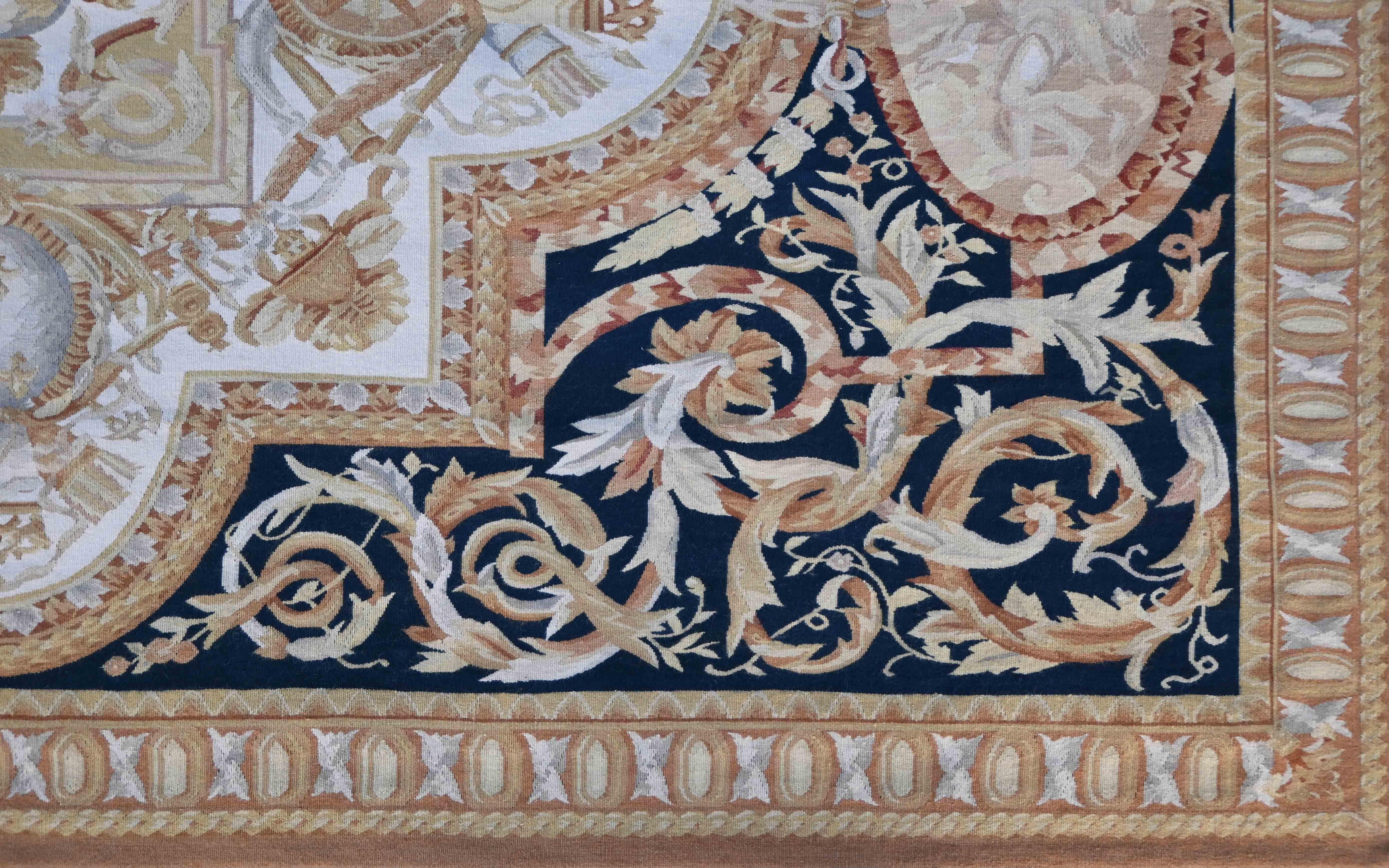 19th Century rug  style Aubusson French Napoleon III - 280x184 - No. 1521 For Sale 2