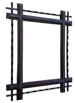 19th Century Rural Tramp Art Wall Mirror, Basswood - Hand Carved, AT circa 1890