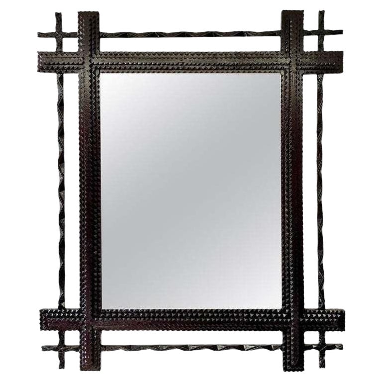 19th Century Rural Tramp Art Wall Mirror, Basswood - Hand Carved, AT circa 1890