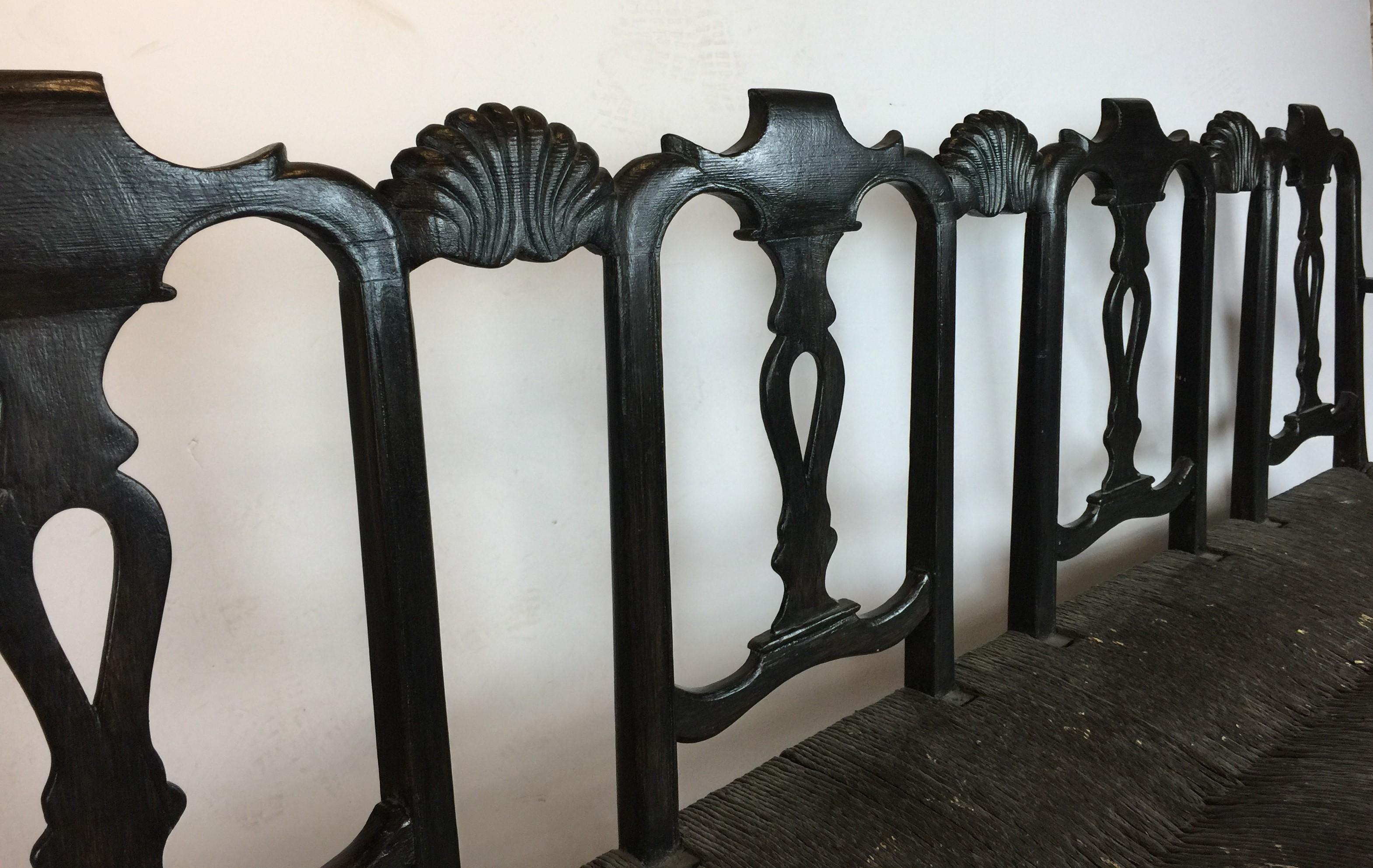 19th Century Rush Seat Bench In Good Condition In Pomona, CA