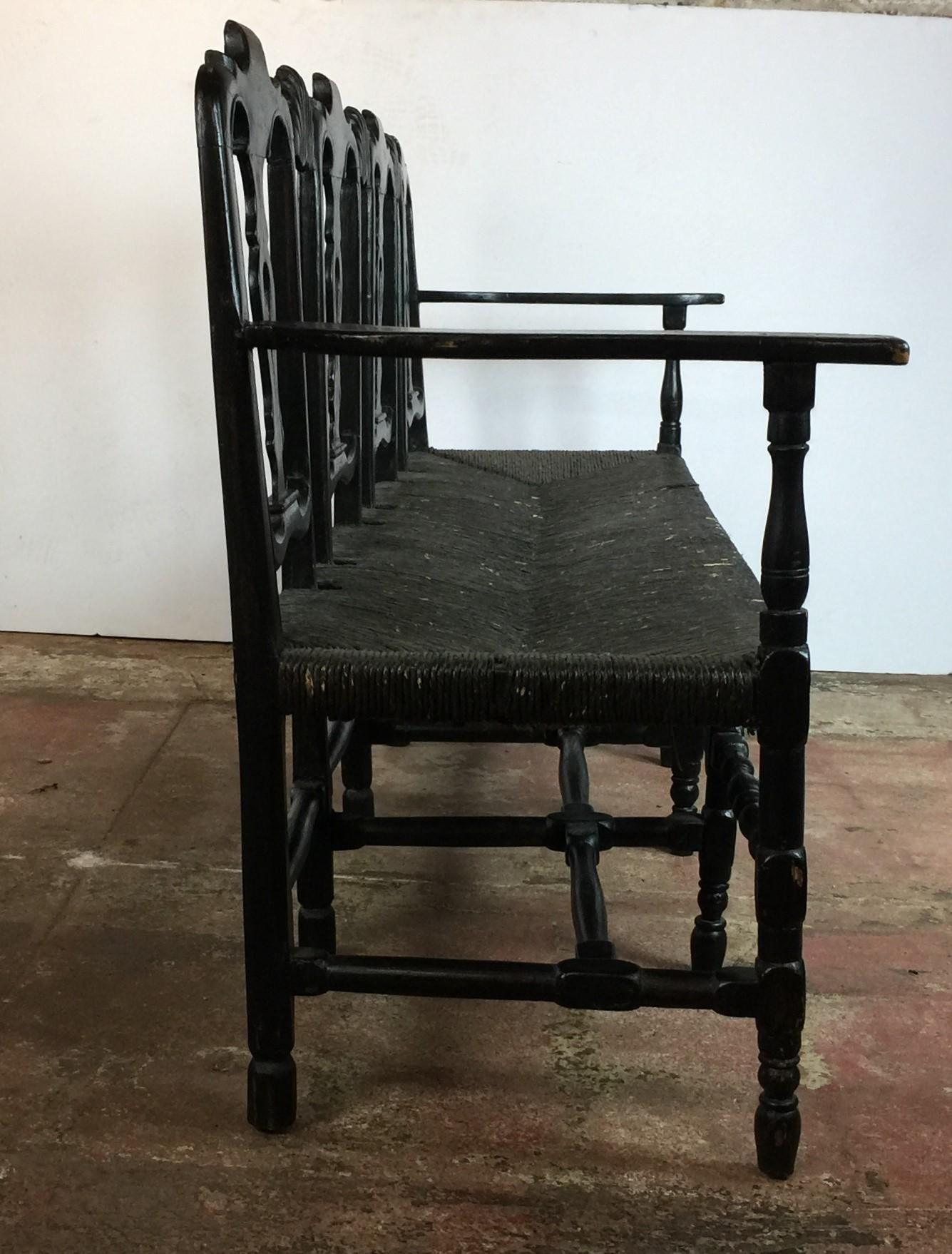 19th Century Rush Seat Bench 1