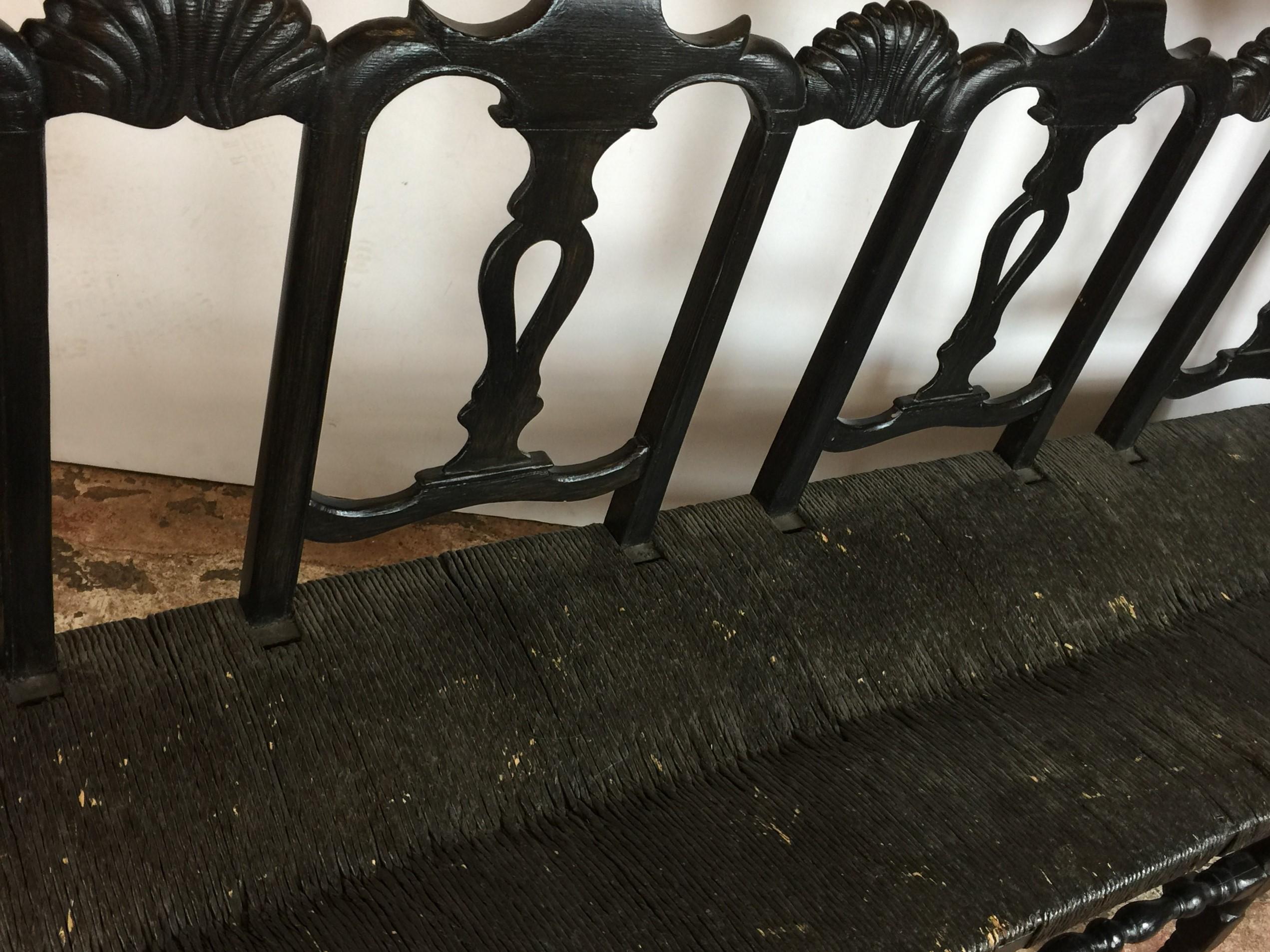 19th Century Rush Seat Bench 2