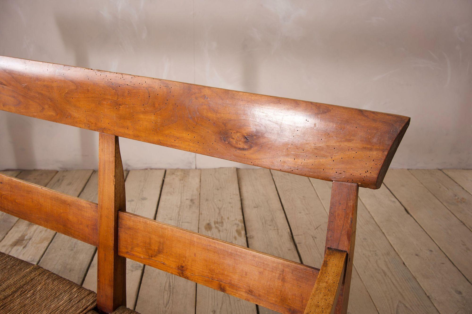 19th century Rush seated French hall bench 5