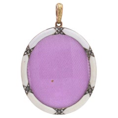 19th Century Russian 14KT Gold Enamel & Diamond Locket 19th Century Russian 14KT Gold Enamel & Diamond Locket