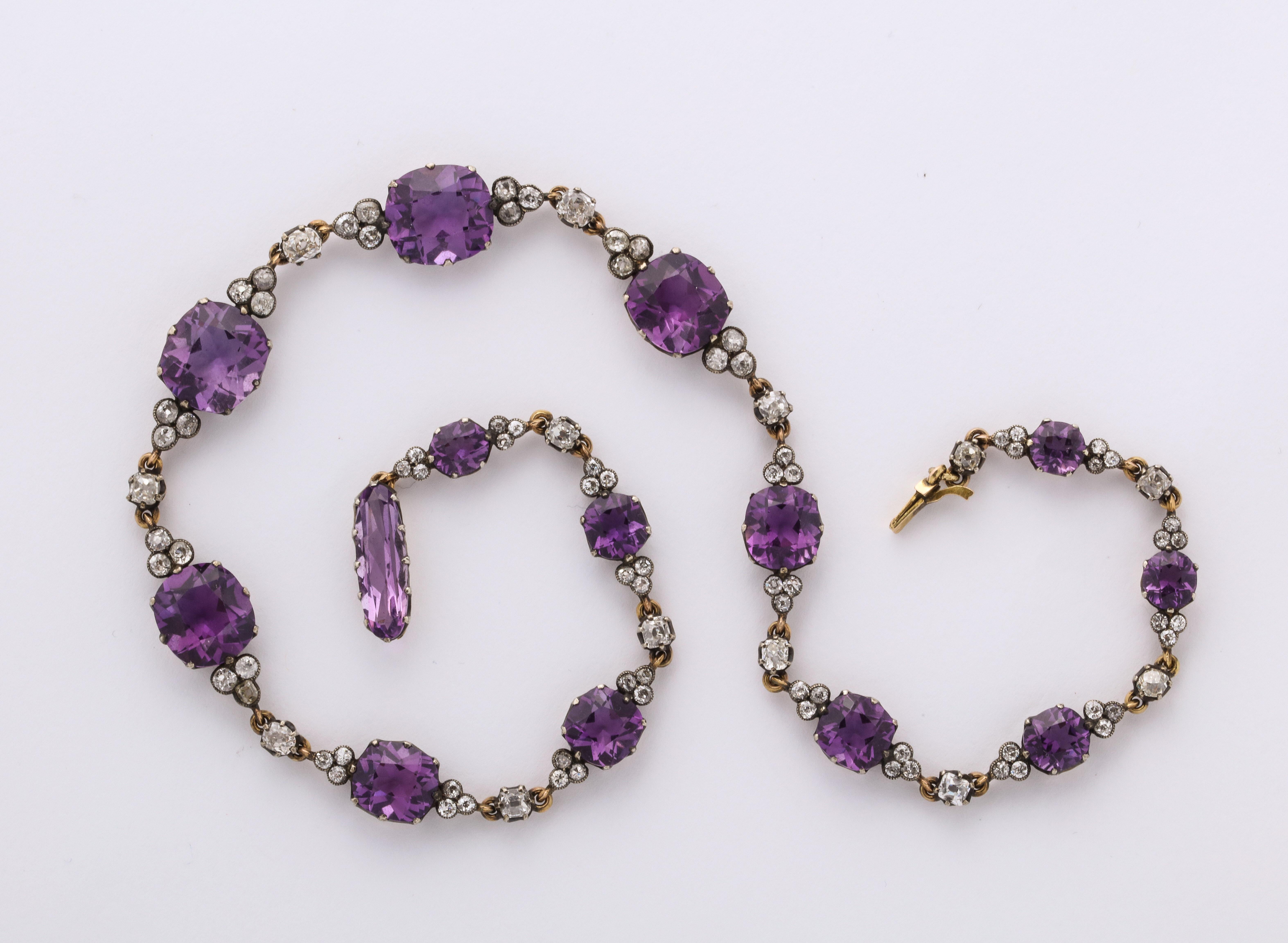 19th Century Russian Amethyst and Diamond Necklace In Excellent Condition For Sale In New York, NY