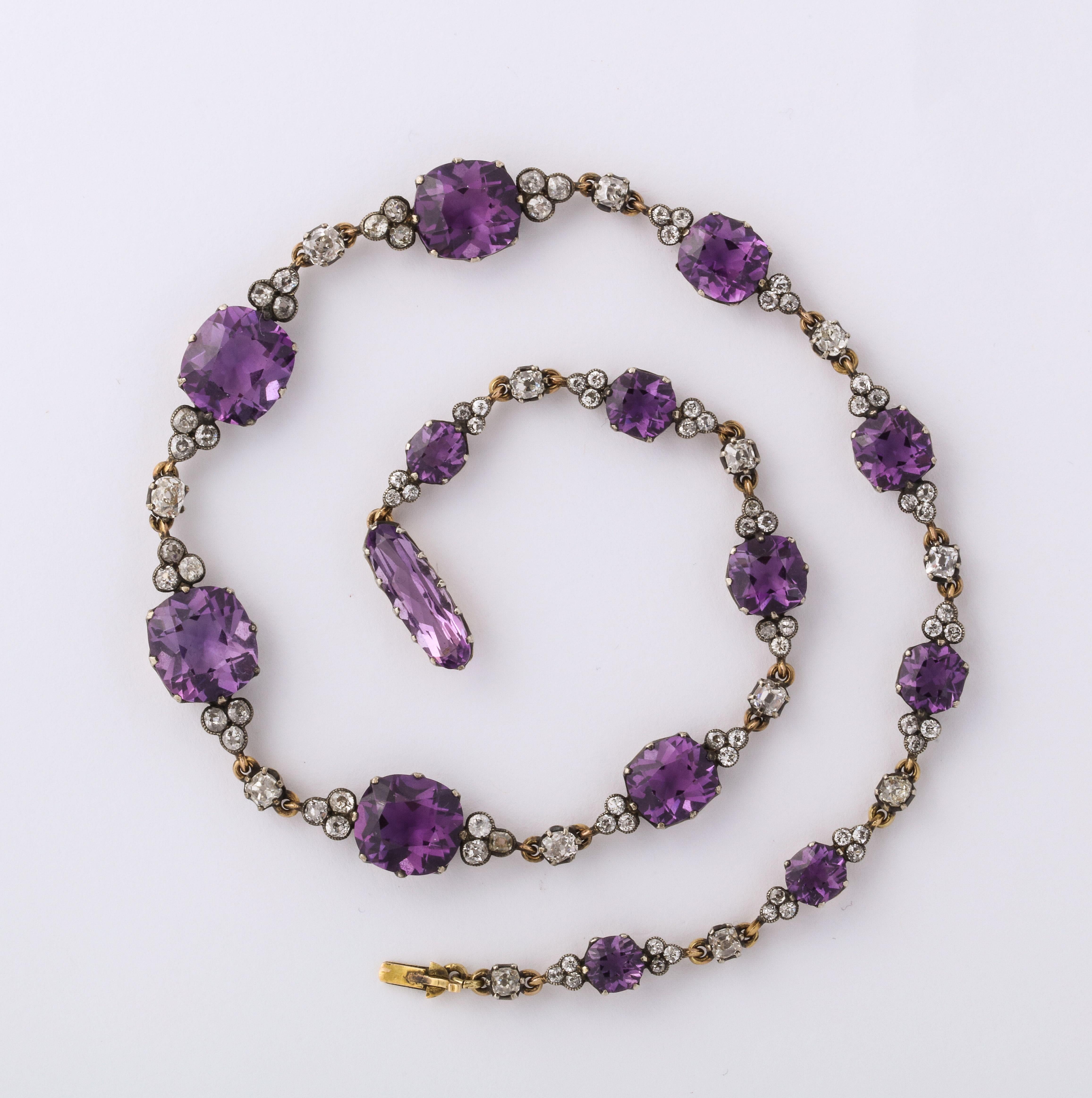 Women's 19th Century Russian Amethyst and Diamond Necklace For Sale