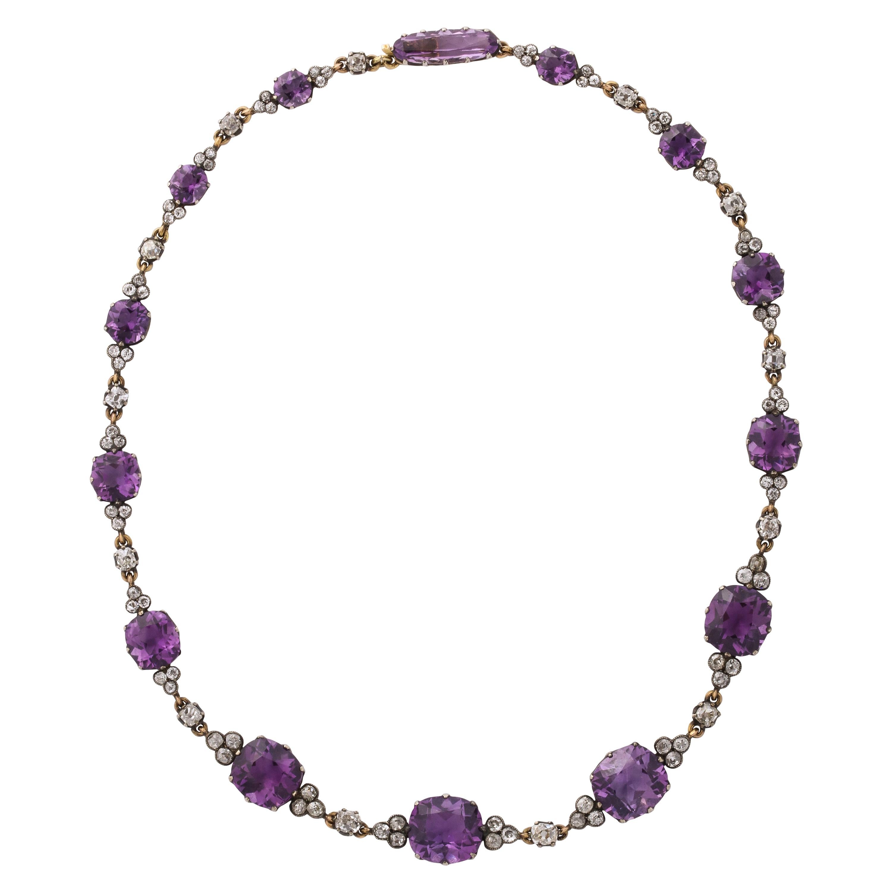 19th Century Russian Amethyst and Diamond Necklace For Sale