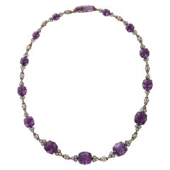 Antique 19th Century Russian Amethyst and Diamond Necklace