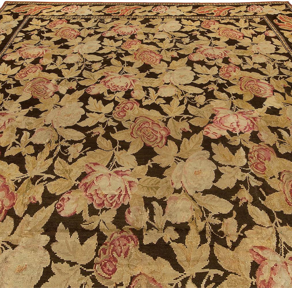 Hand-Knotted 19th Century Russian Bessarabian Botanic Wool Rug For Sale