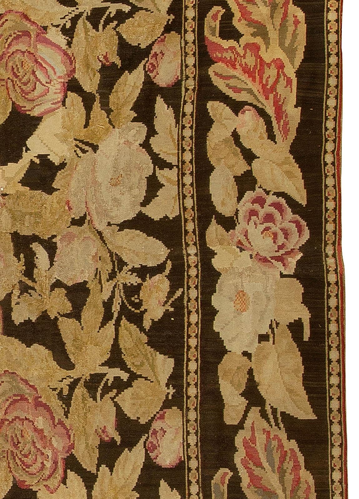 19th Century Russian Bessarabian Botanic Wool Rug For Sale 1