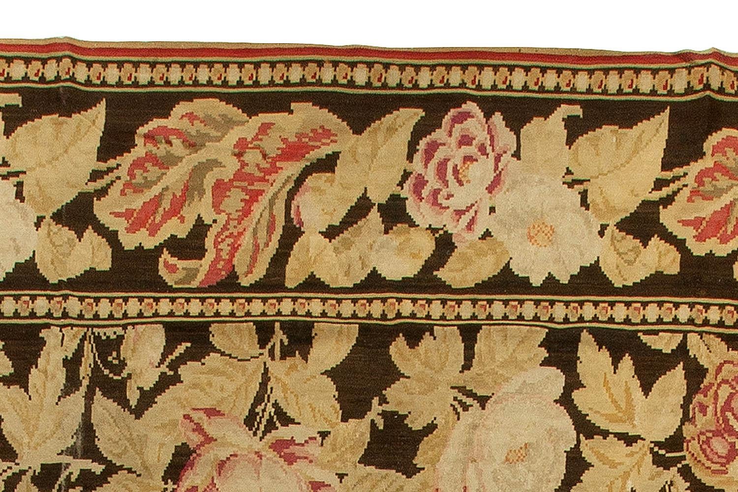 19th Century Russian Bessarabian Botanic Wool Rug For Sale 2