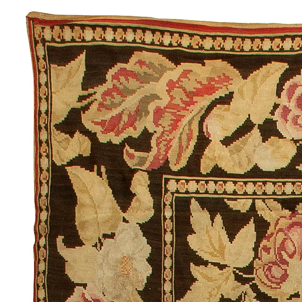 19th Century Russian Bessarabian Botanic Wool Rug For Sale 3