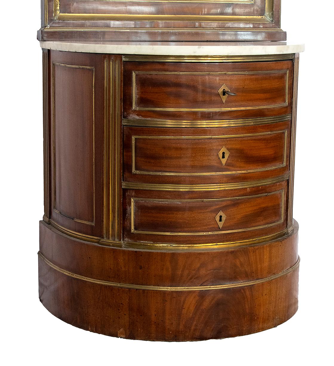 Hand-Painted 19th Century Russian Biedermeier Mahogany Commode Chest of Drawers Mirror For Sale