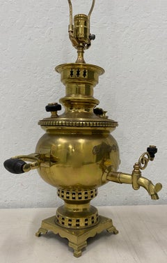 19th Century Russian Brass Samovar Table Lamp