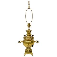 Antique 19th Century Russian Brass Samovar Table Lamp