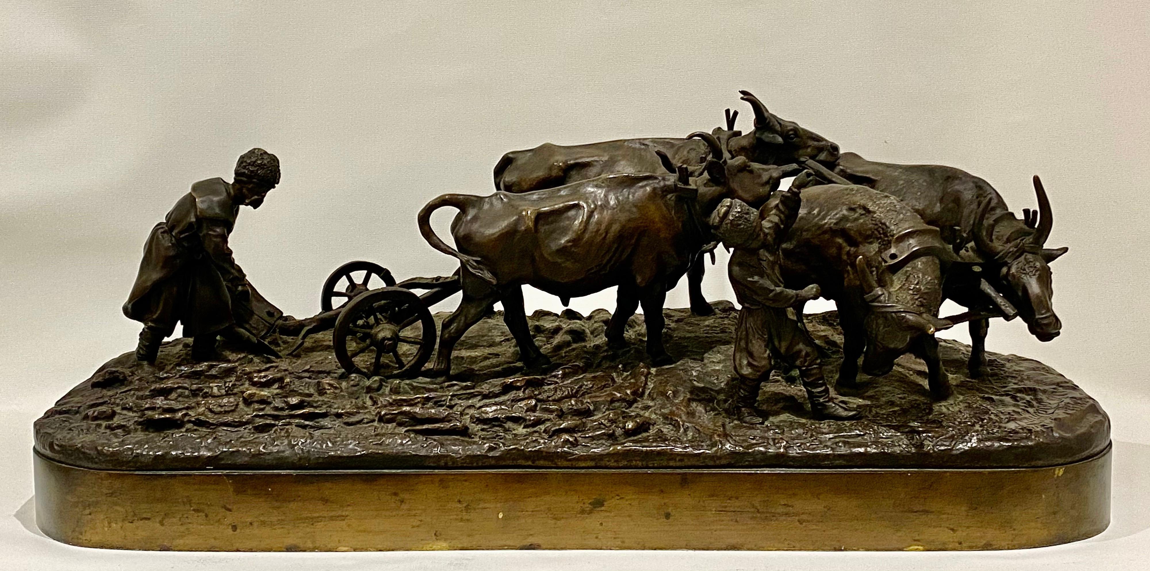 19th Century Russian Bronze by Evgeny Lanceray, 1877 Bulls Plowing 4