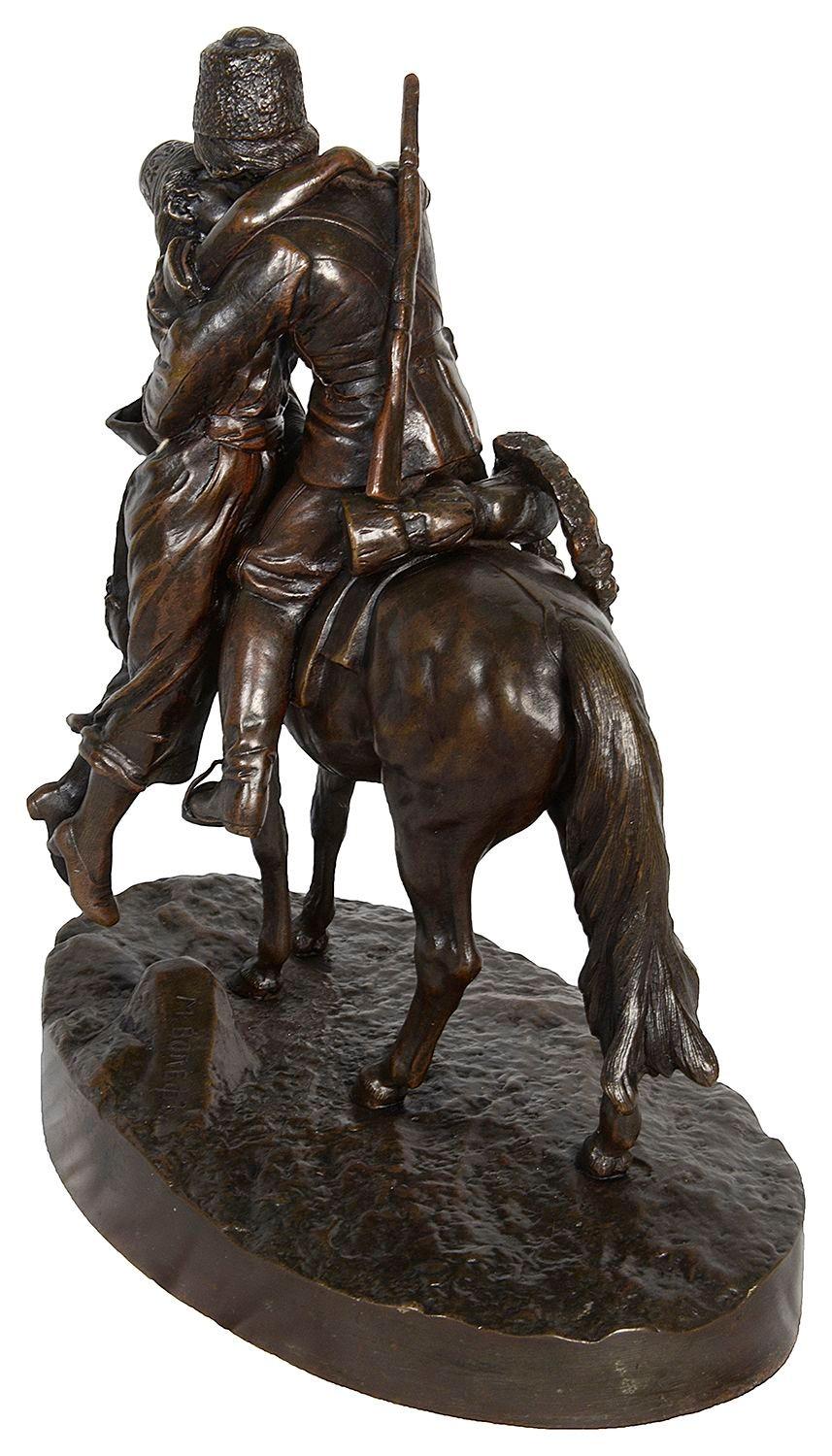 XIXe siècle Groupe d'amoureux à cheval en bronze russe du 19e siècle. en vente