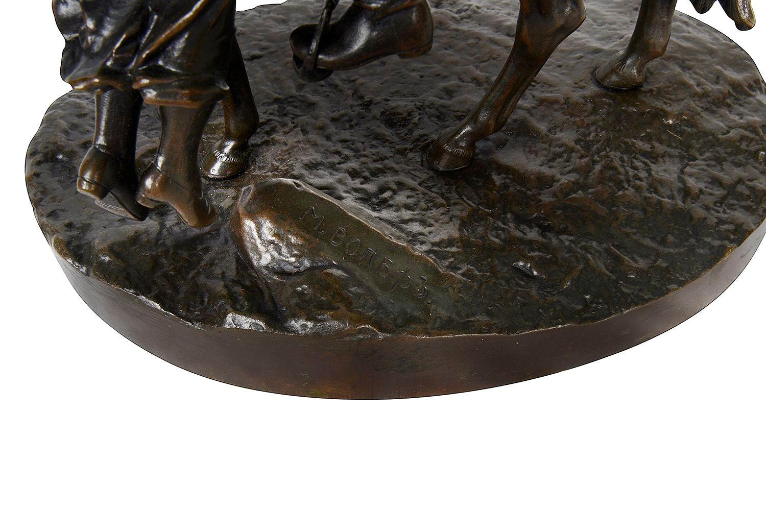 Bronze Groupe d'amoureux à cheval en bronze russe du 19e siècle. en vente