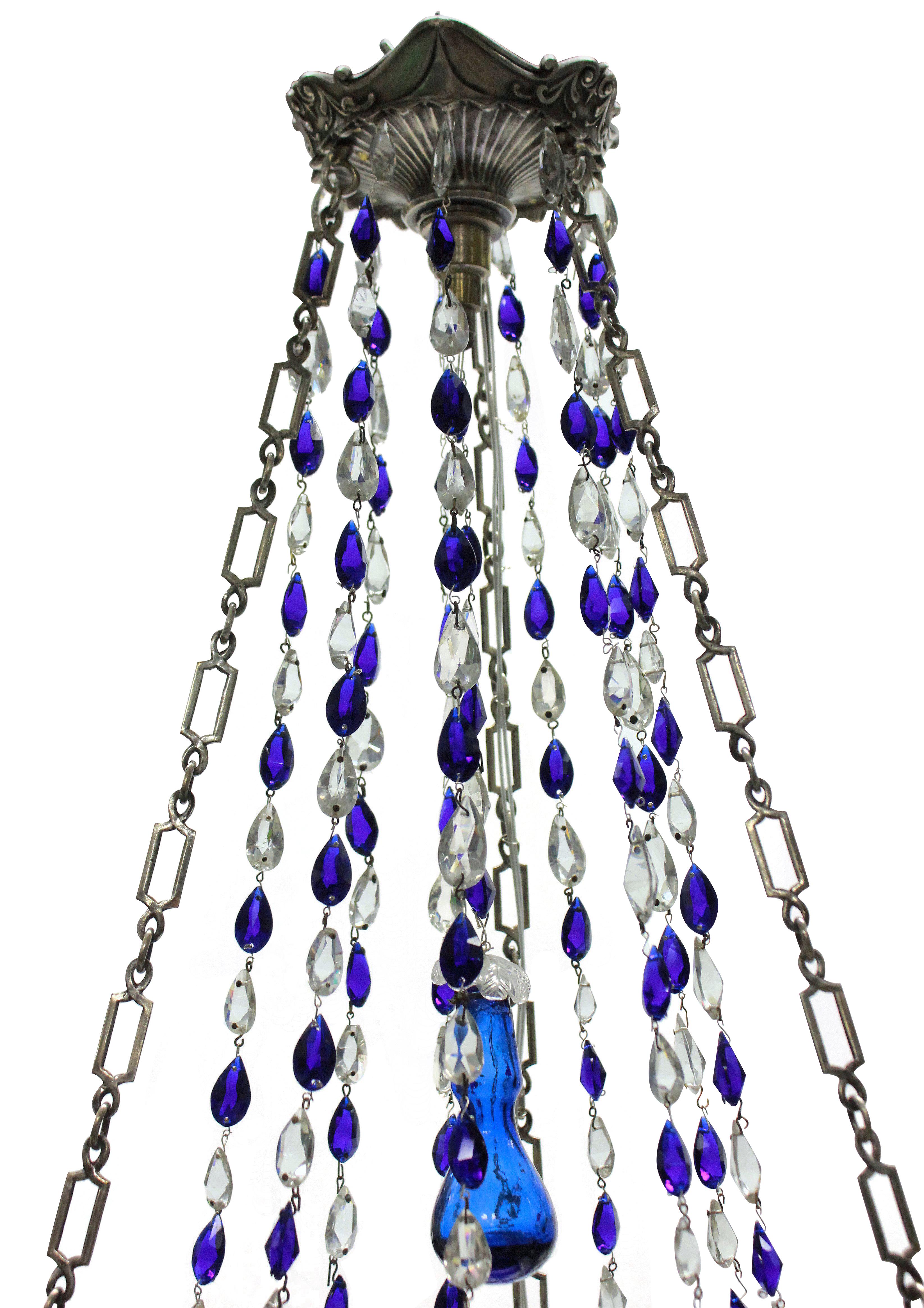 19th Century Russian Chandelier with Blue Glass In Good Condition In London, GB