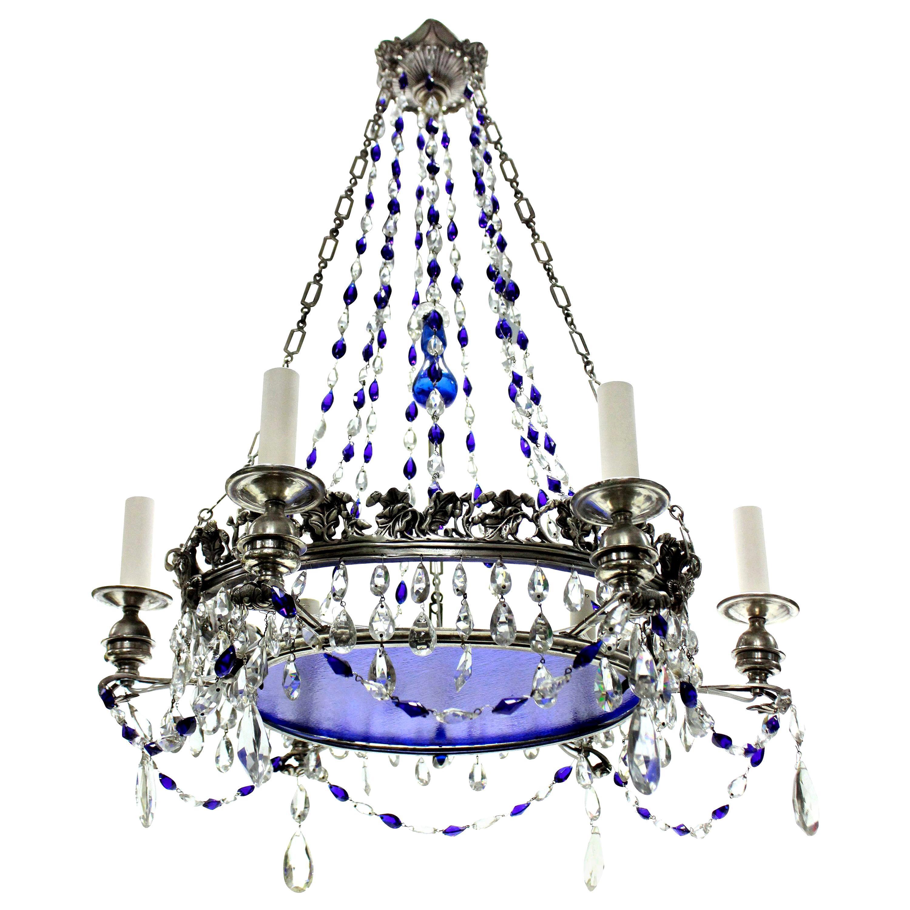 19th Century Russian Chandelier with Blue Glass