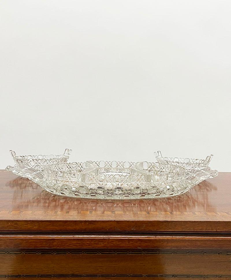 Dutch 19th Century Russian Crystal Cut Set Wit Castellated Rims For Sale