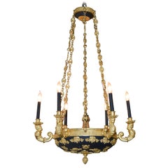 Antique 19th Century Russian Empire Bronze and Tole Chandelier