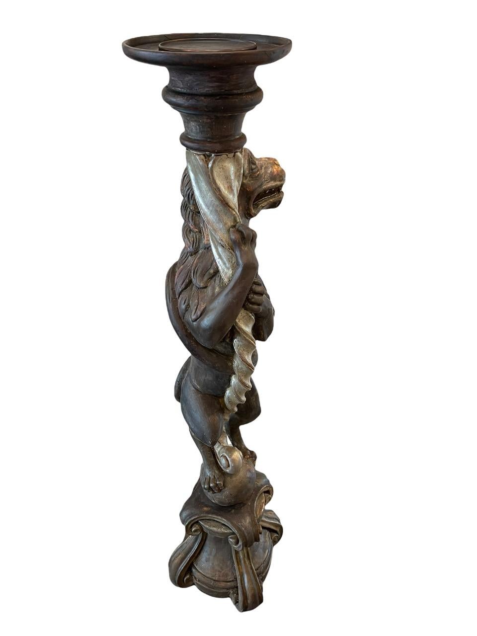 19th Century Russian Empire Carved Wood Candle Holder Sculpture For Sale 14