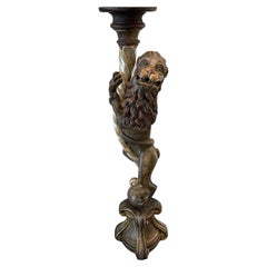 19th Century Russian Empire Carved Wood Candle Holder Sculpture