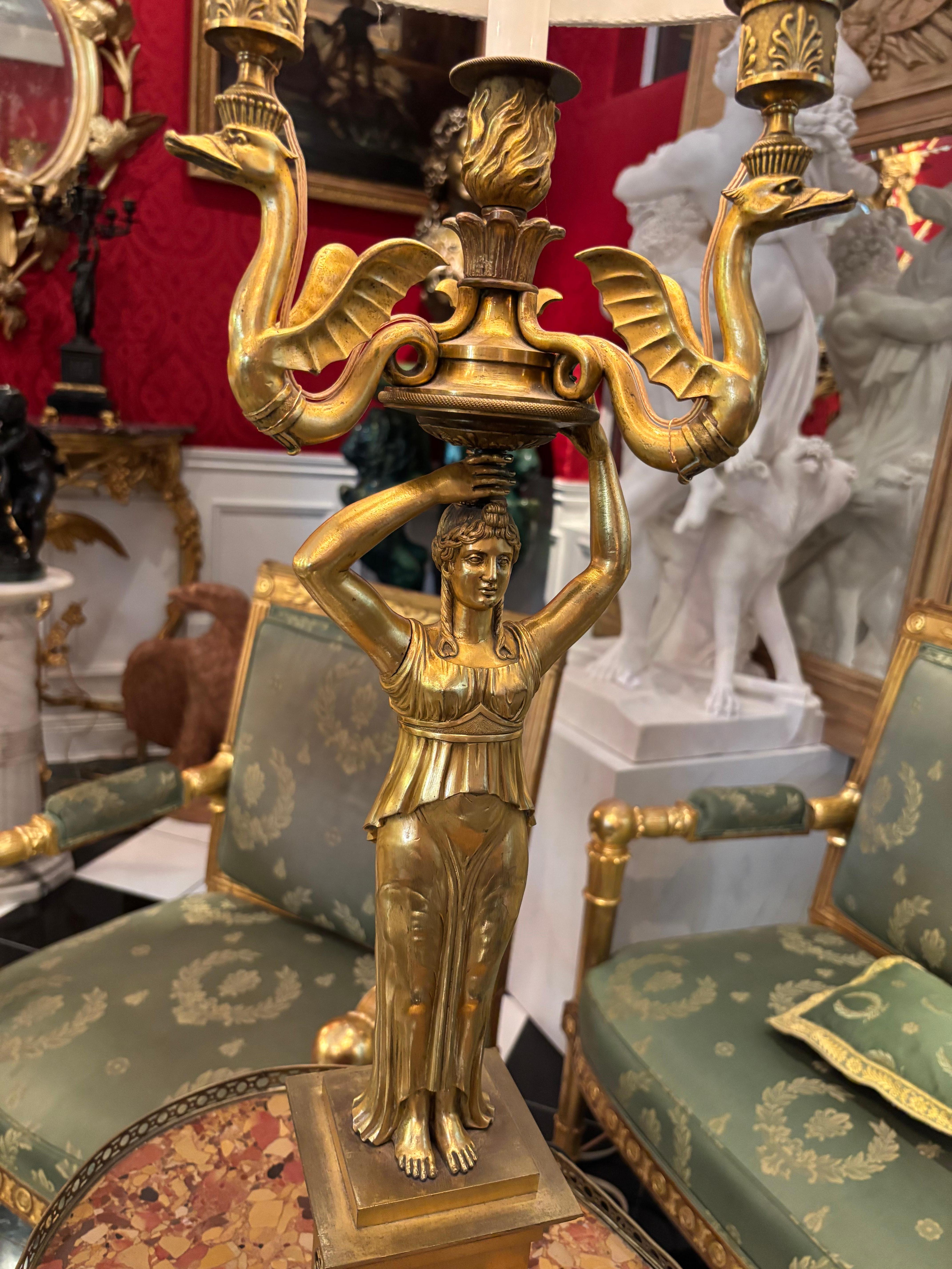 Lámpara candelabro de bronce dorado del Imperio Ruso del siglo XIX en venta 6