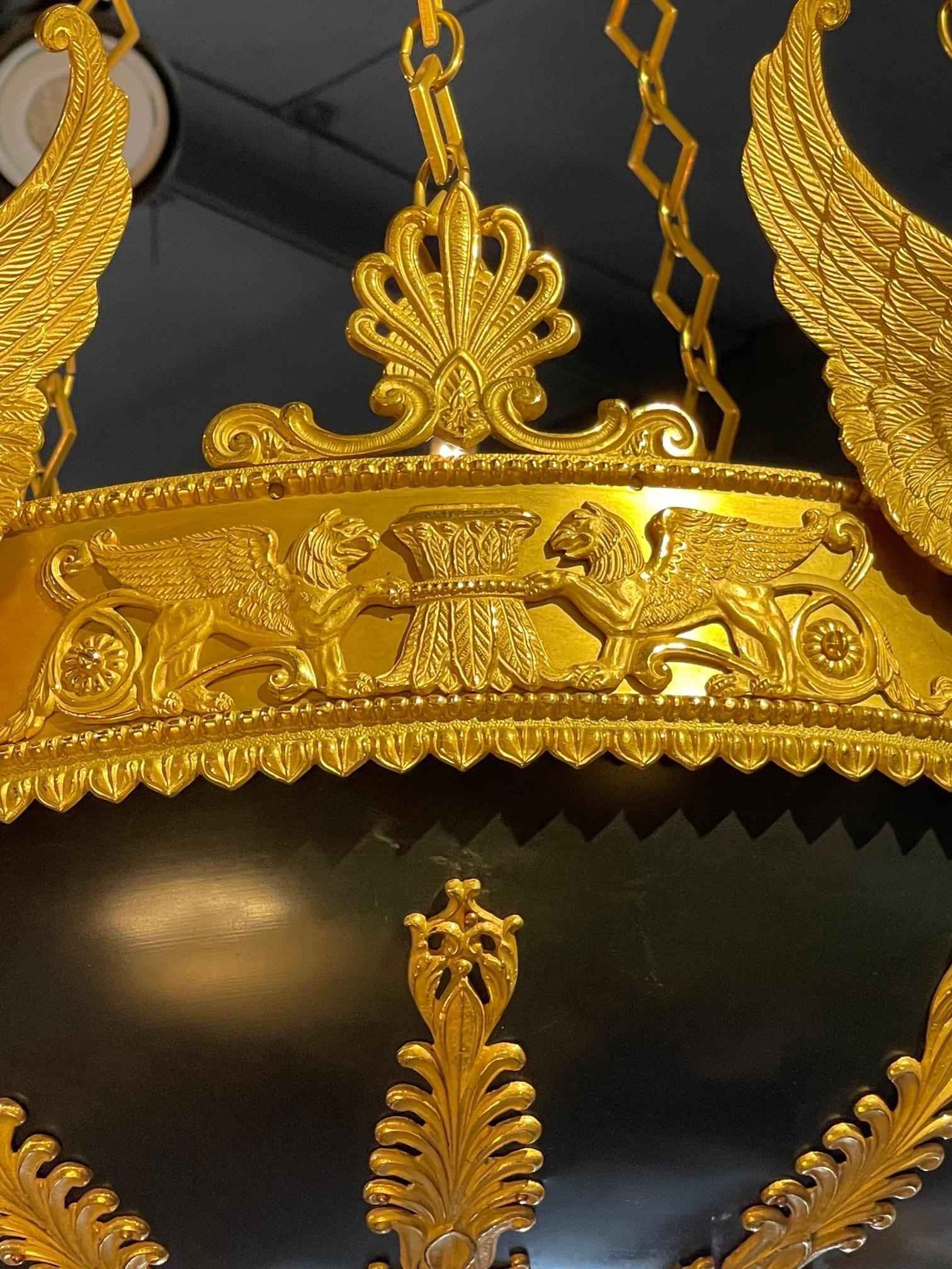 19th Century Russian Empire Style Chandelier with Gilt Bronze and 5 Arms 1