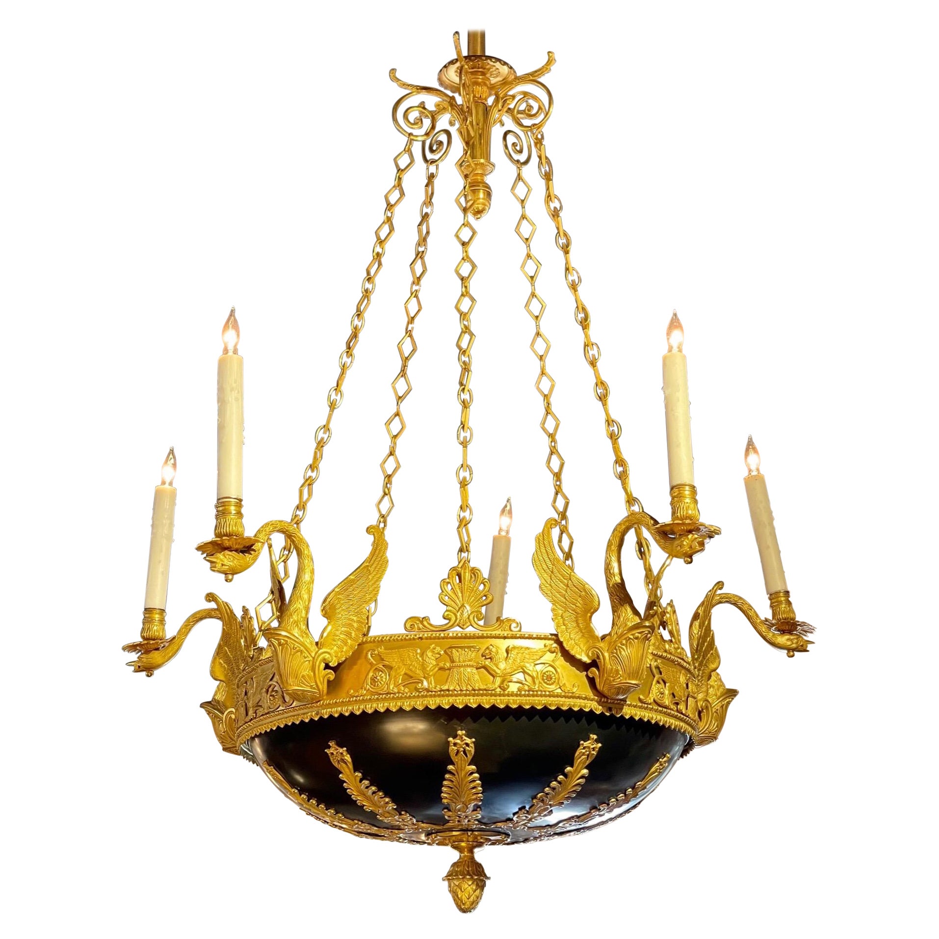 19th Century Russian Empire Style Chandelier with Gilt Bronze and 5 Arms