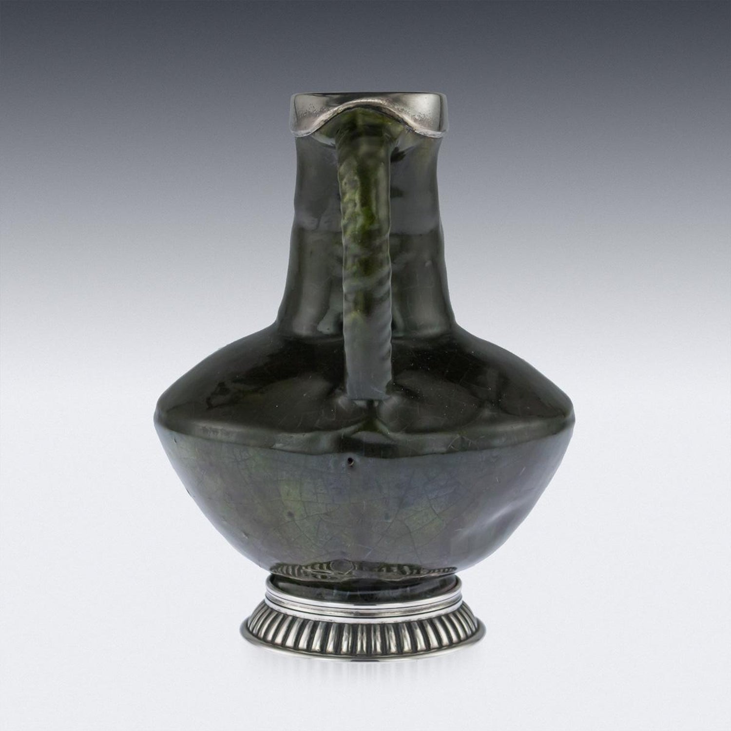 19th Century Russian Faberge Silver And Ceramic Jug Julius Rappoport Circa 1890