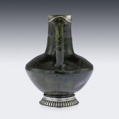 19th Century Russian Faberge Silver and Ceramic Jug, Julius Rappoport circa 1890